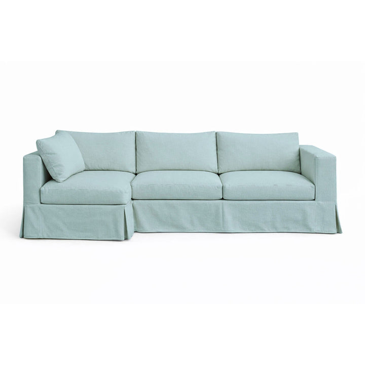 Sky Blue Twill Custom Sectional Slipcover