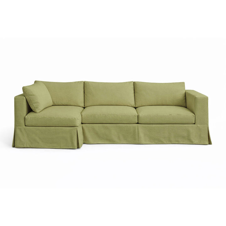Basil Green Twill Custom Sectional Slipcover