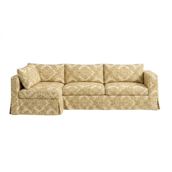Vintage Gold Floral Damask Custom Sectional Slipcover