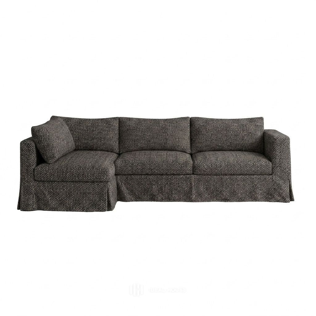 Midnight Charcoal Premium Weave custom sectional sofa cover in midnight charcoal