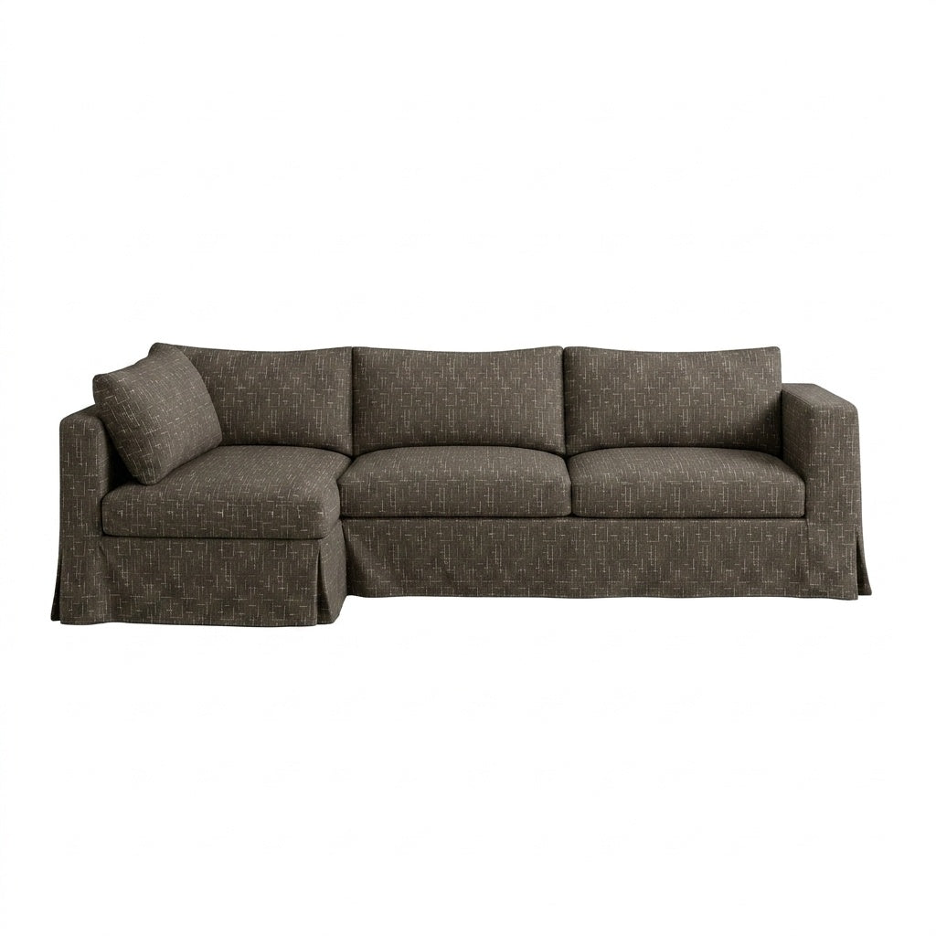 Silky Greige Bamboo Blend Custom Sectional Slipcover