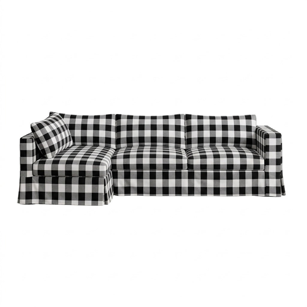 Black &amp; White Buffalo Check Custom Sectional Slipcover