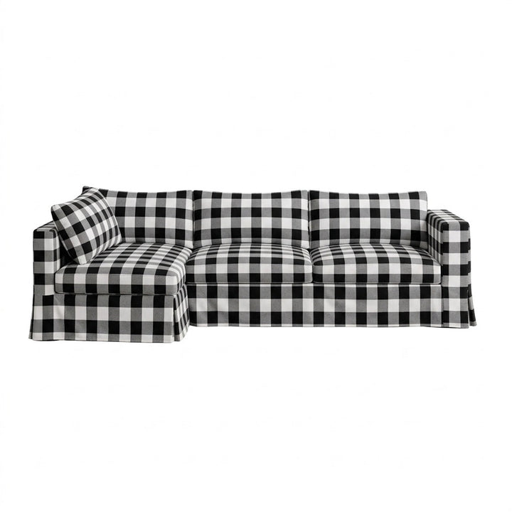 Black &amp; White Buffalo Check Custom Sectional Slipcover