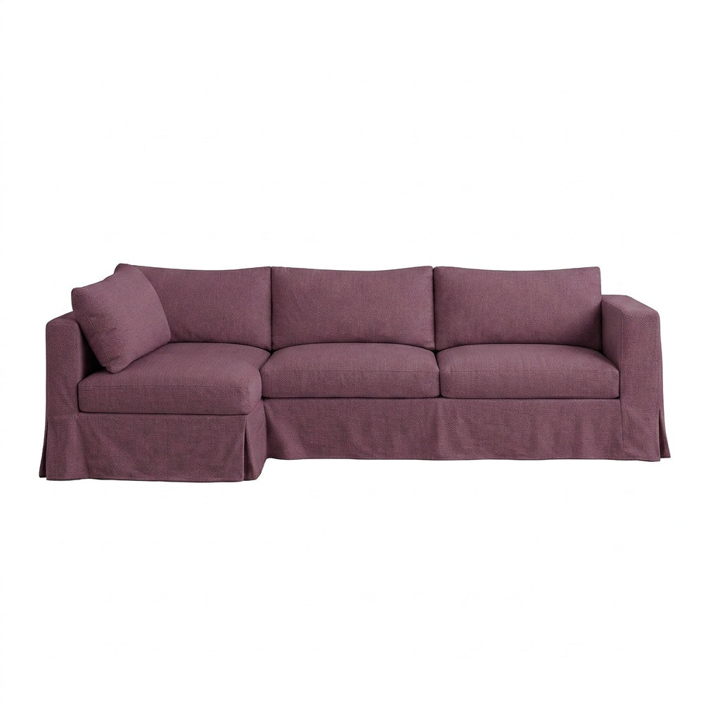 Textured Mauve Custom Sectional Slipcover