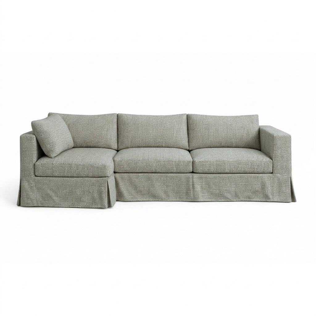 Dove Gray performance weave custom sectional sofa slipcover