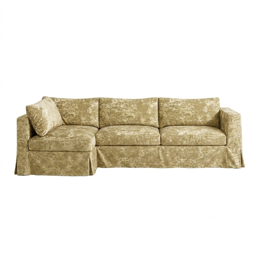 Textured Gold Custom Sectional Slipcover