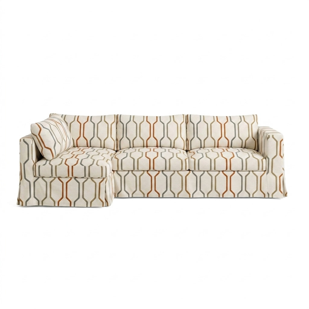 Mid-Century Chain Stripe Custom Sectional Slipcover