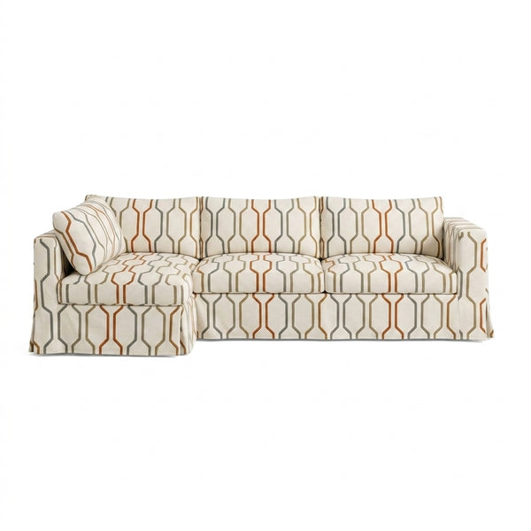 Mid-Century Chain Stripe Custom Sectional Slipcover