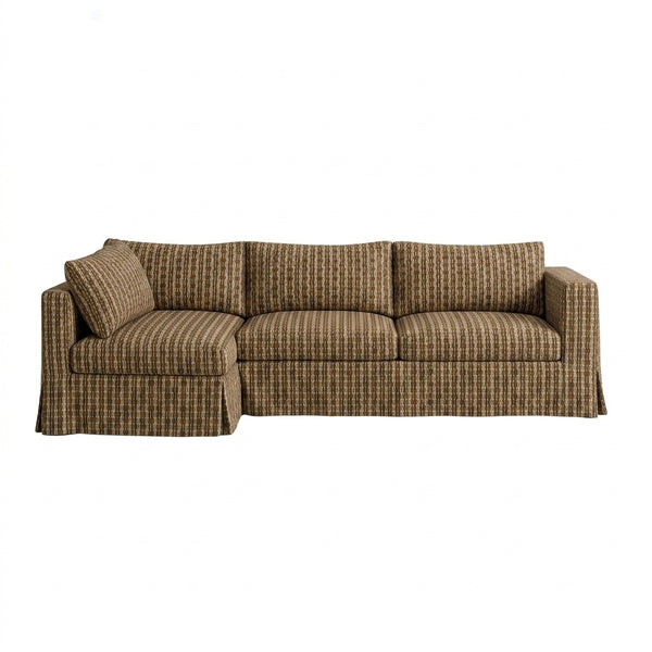 Textured Tan Jacquard Custom Sectional Slipcover