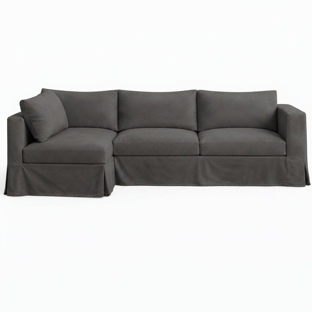 Ultra-soft Charcoal Chenille Custom Sectional Slipcover