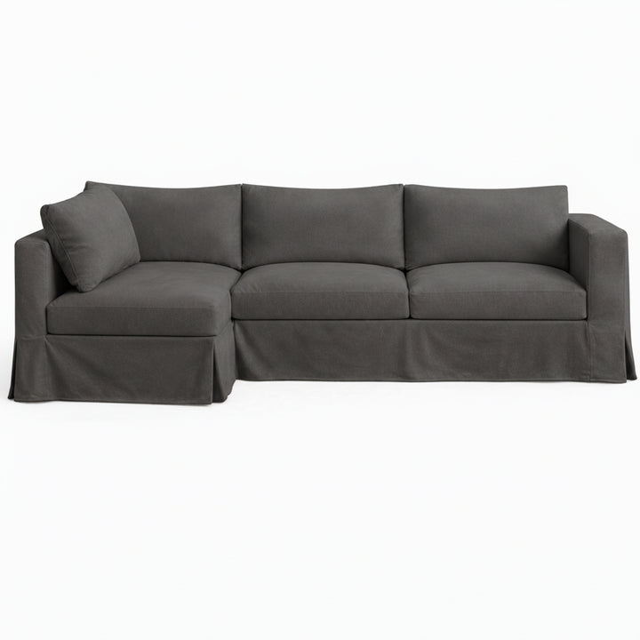 Ultra-soft Charcoal Chenille Custom Sectional Slipcover