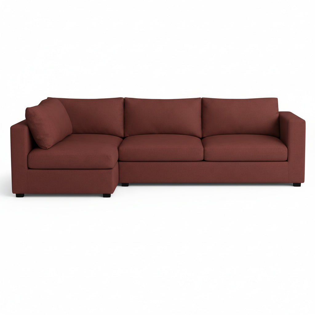 Merlot Red Stretch Suede Custom Sectional Slipcover