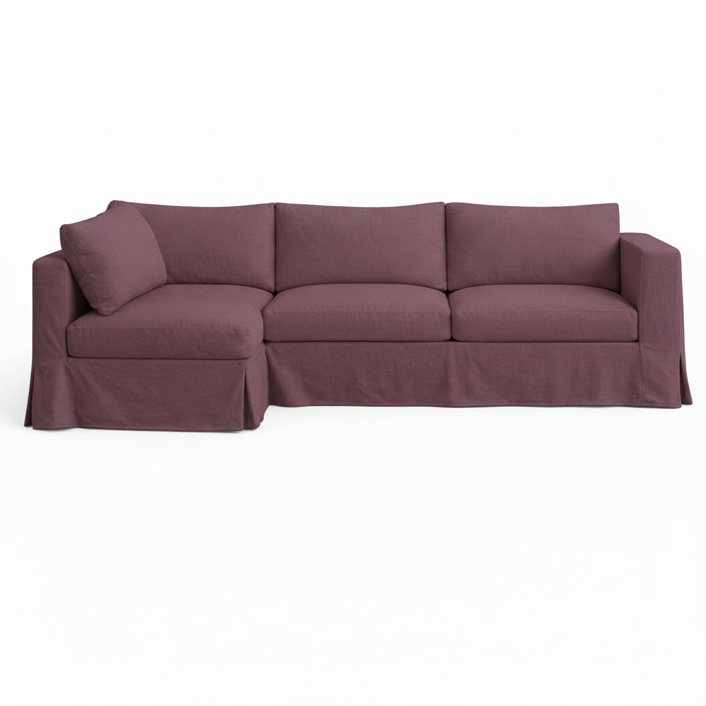 Textured Mauve Custom Sectional Slipcover