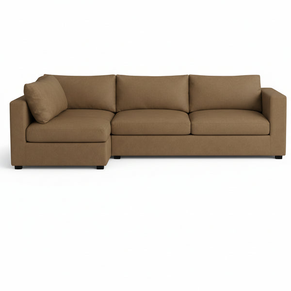 Chestnut Brown Stretch Suede Custom Sectional Slipcover