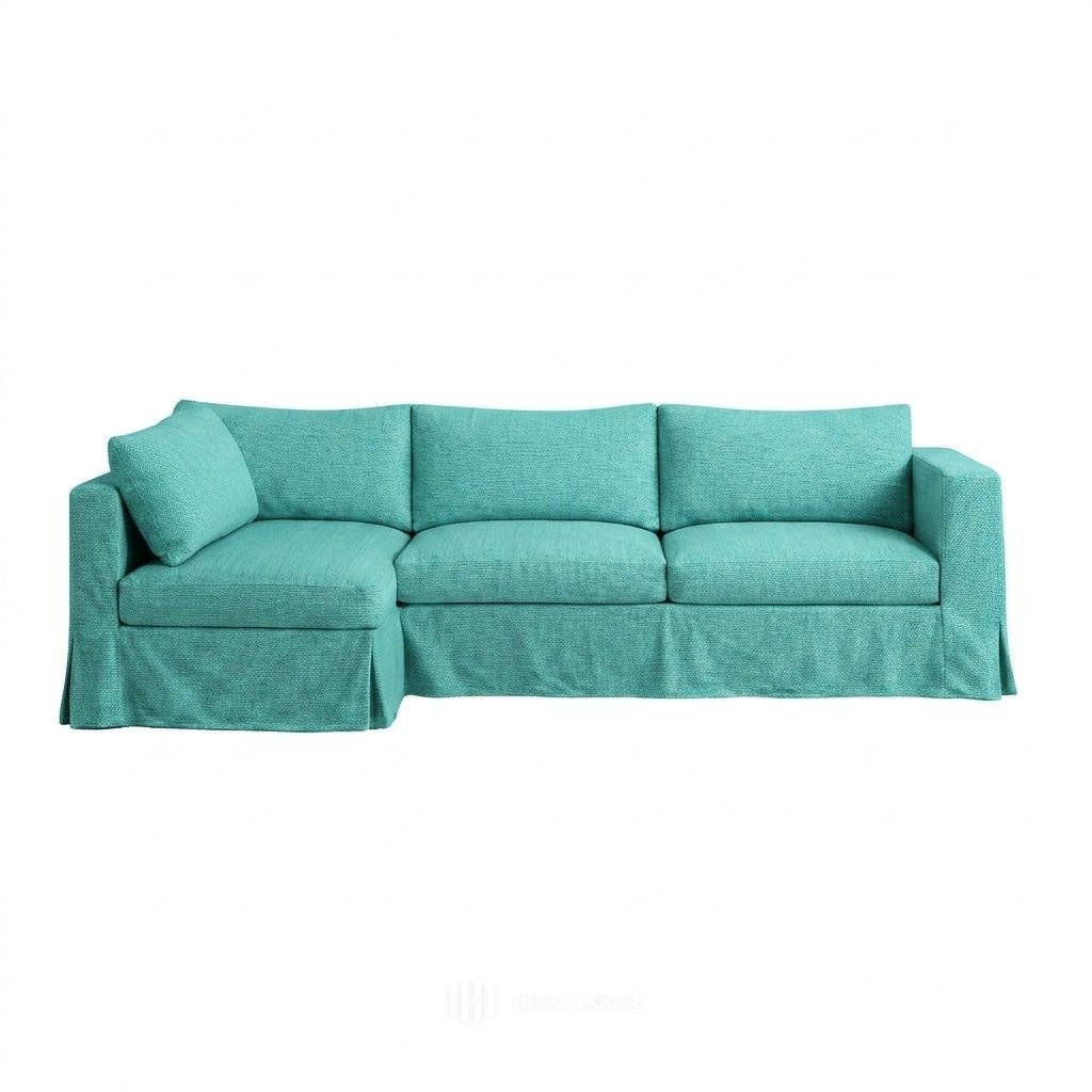 Turquoise Outdoor Performance custom sectional sofa cover in bright turquoise