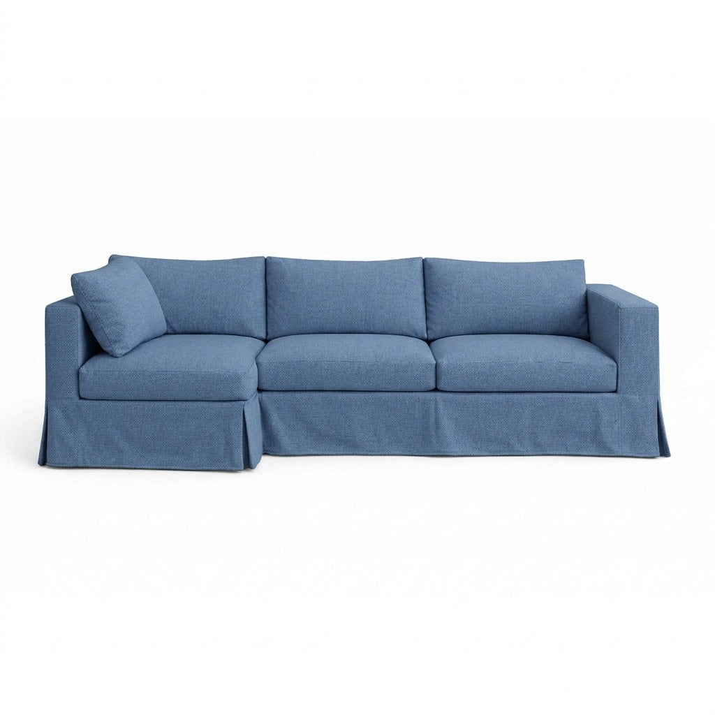 Sunbrella® Wave Blue indoor/outdoor custom sectional sofa slipcover