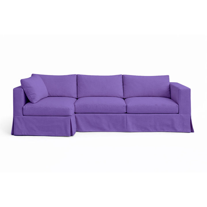Purple Poplin Custom Sectional Slipcover