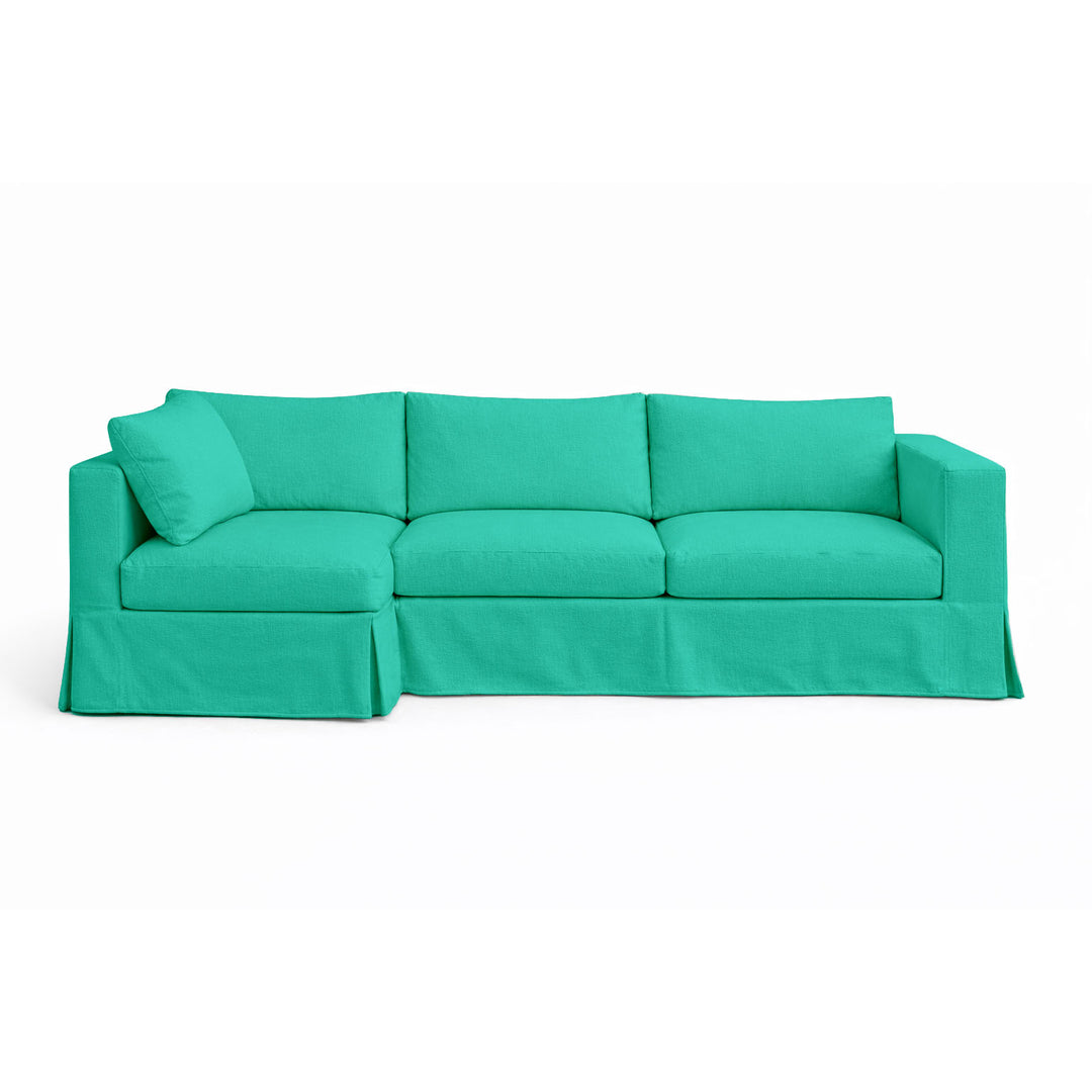 Teal Poplin Custom Sectional Slipcover