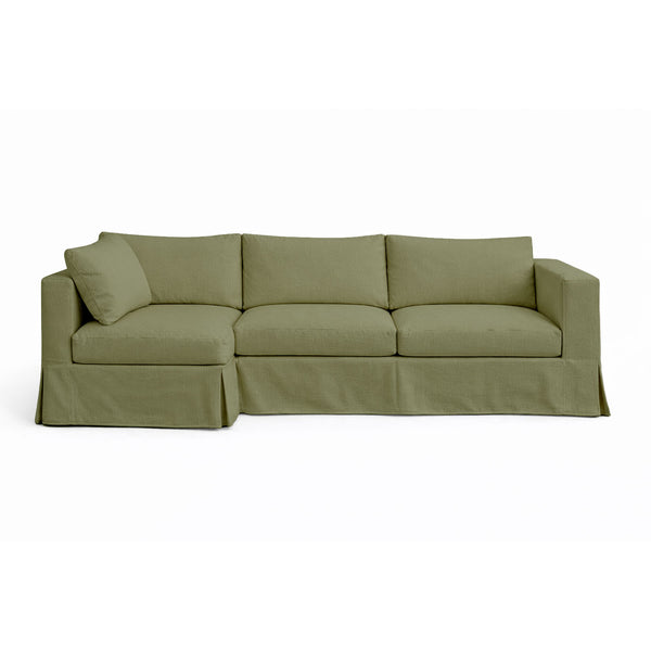 Olive Green Poplin Custom Sectional Slipcover