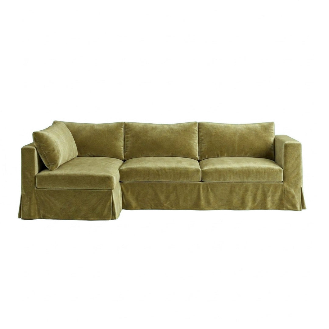 Fresh Olive Chenille Sectional Sofa Cover