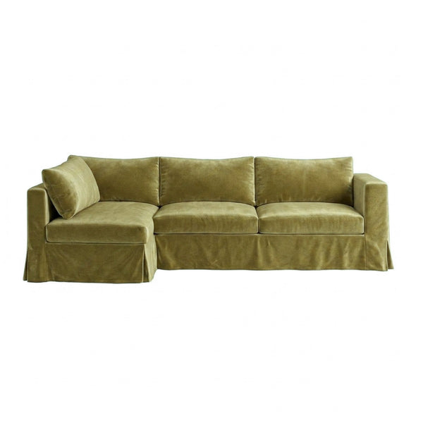 Fresh Olive Chenille Custom Sectional Sofa Cover