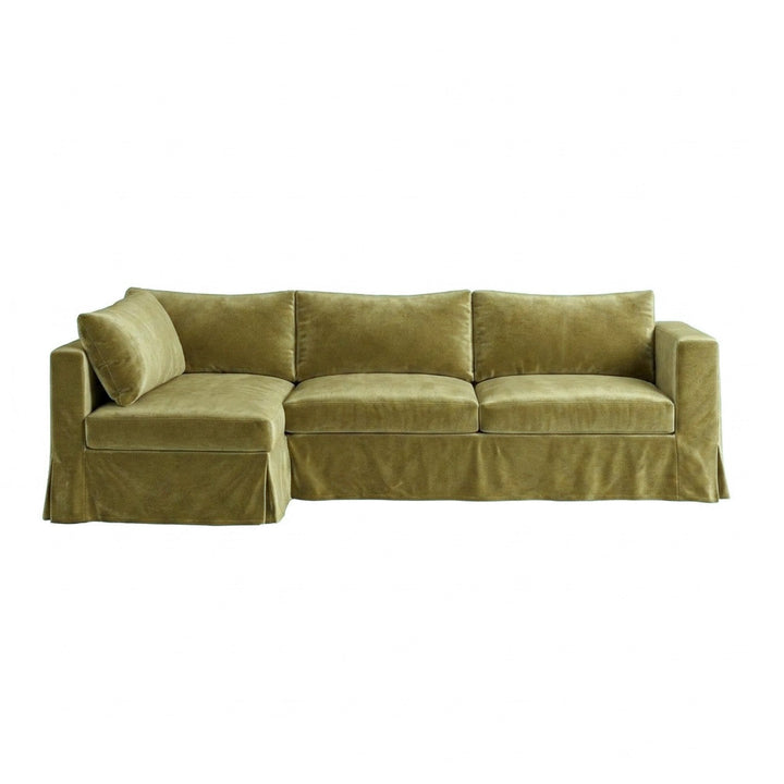 Fresh Olive Chenille Sectional Sofa Cover