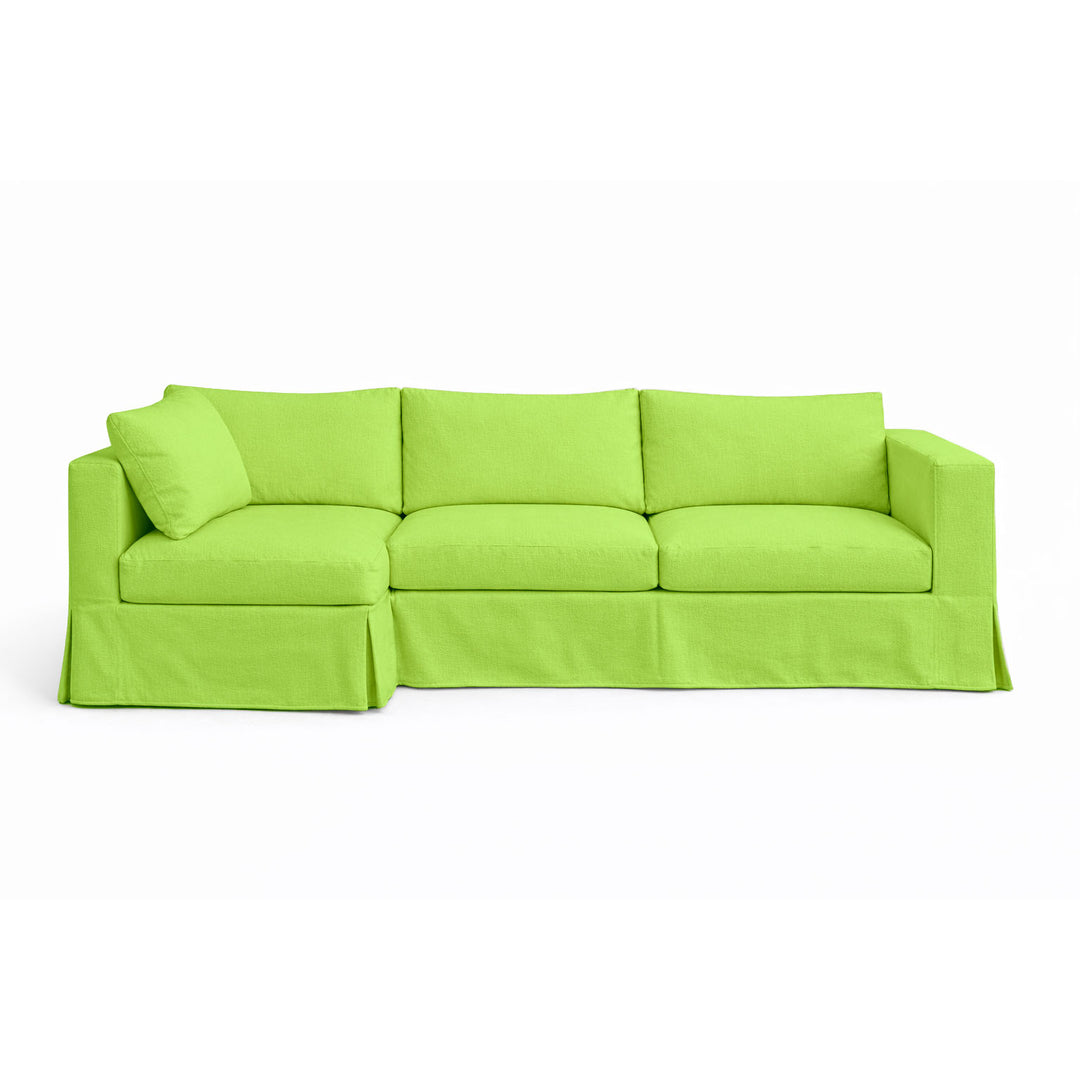 Lime Green Poplin Custom Sectional Slipcover