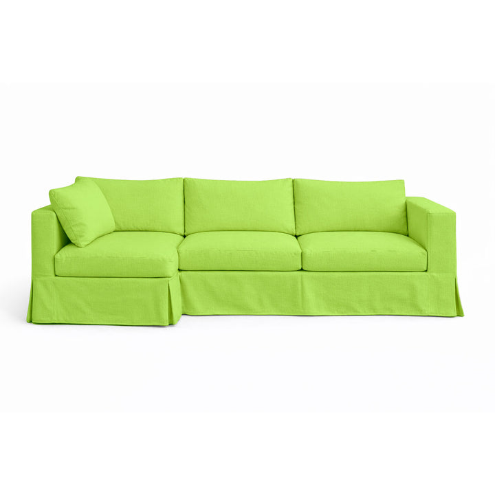 Lime Green Poplin Custom Sectional Slipcover
