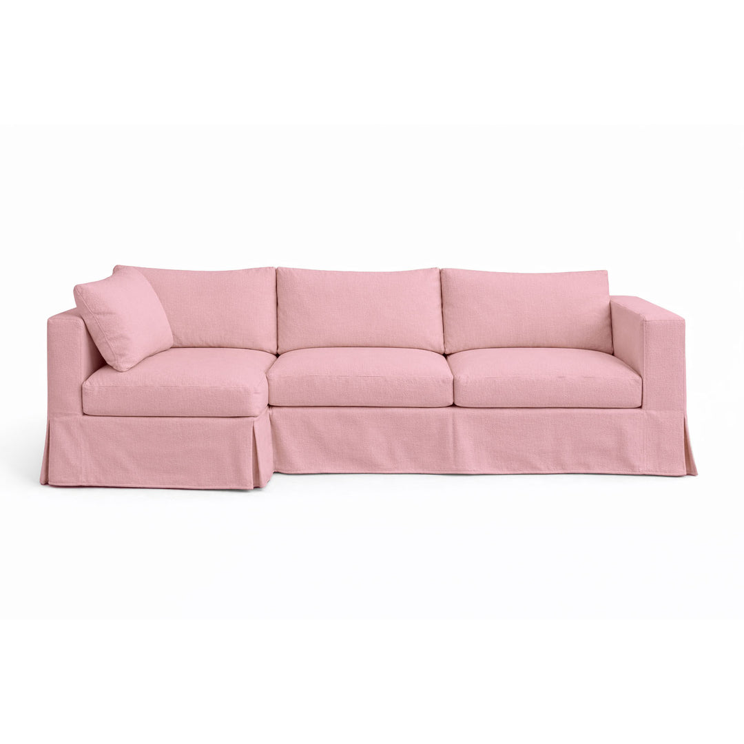 Pastel Pink Poplin Custom Sectional Slipcover