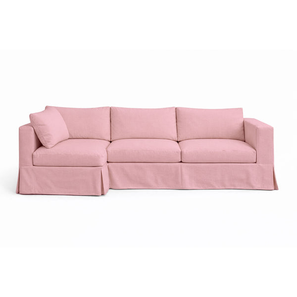 Pastel Pink Poplin Custom Sectional Slipcover