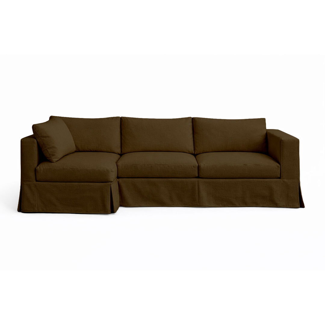 Espresso Poplin Custom Sectional Slipcover