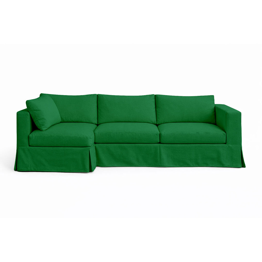Hunter Green Poplin Custom Sectional Slipcover