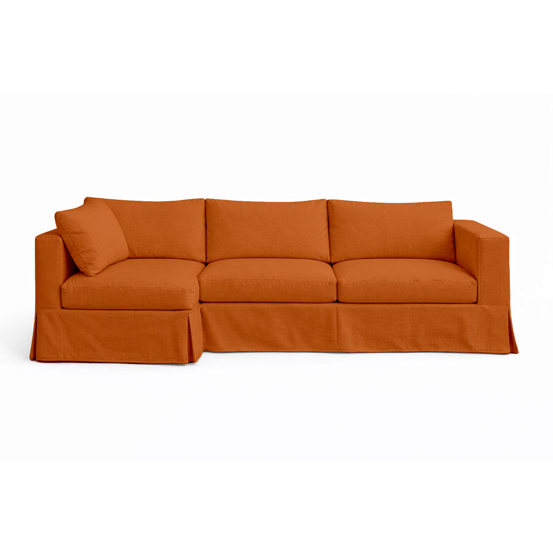Orange Sienna Poplin Custom Sectional Slipcover