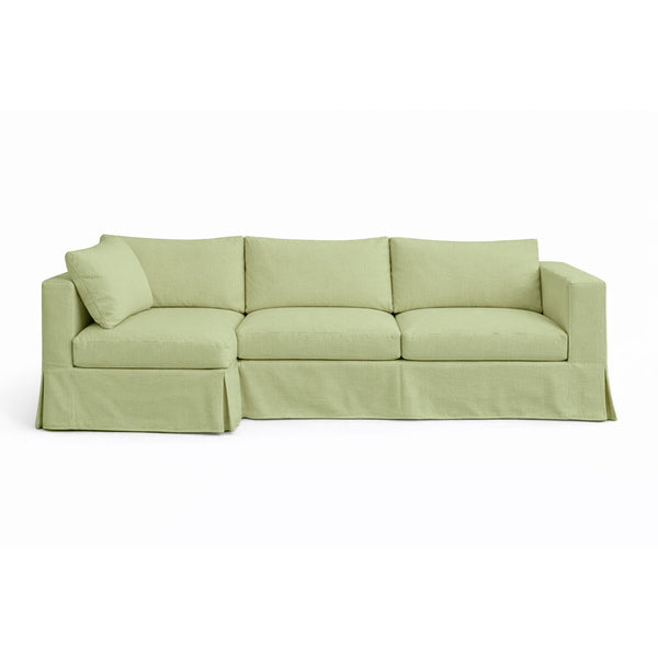 Basil Green Poplin Custom Sectional Slipcover