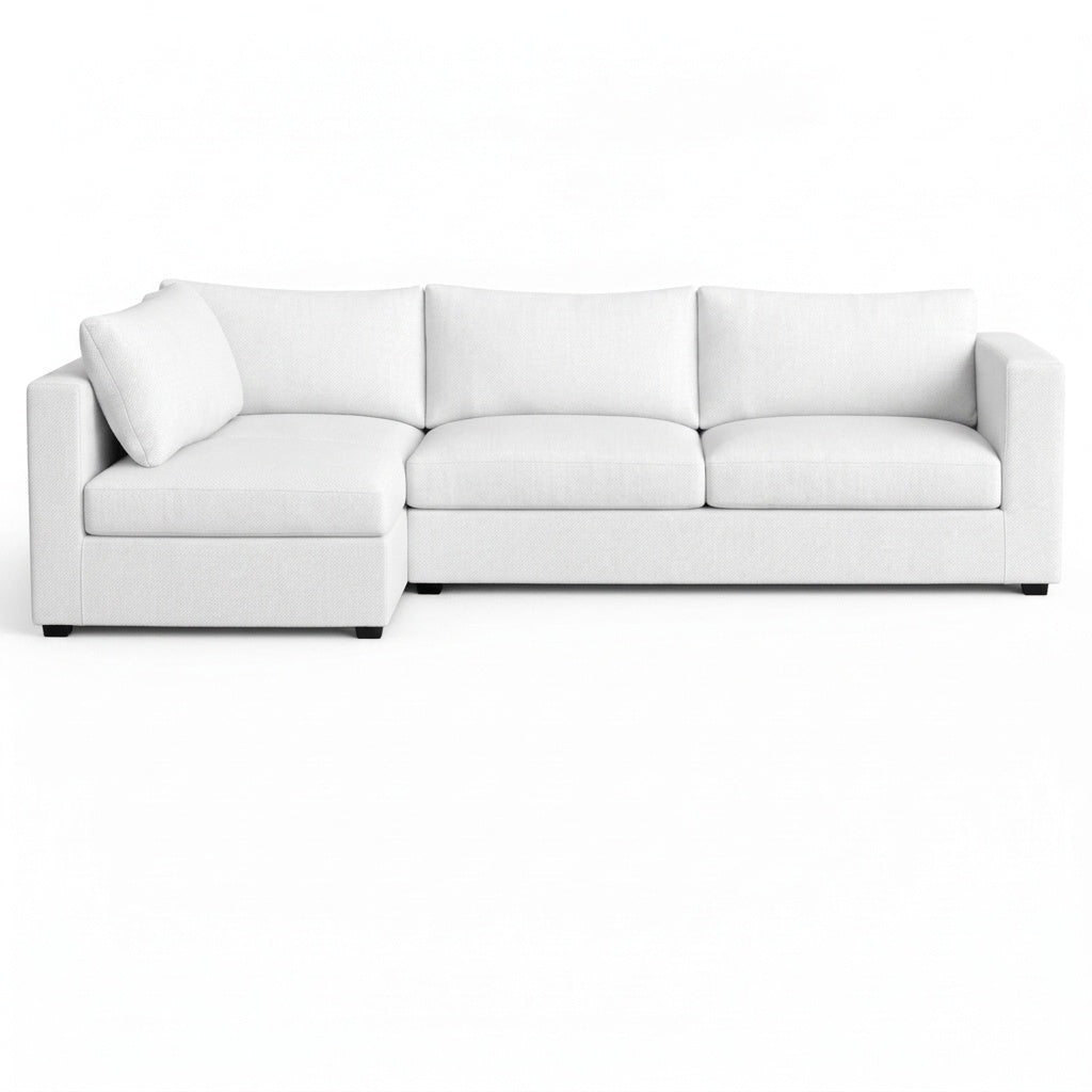 SoftCurve White Twill Custom Sectional Sofa Cover