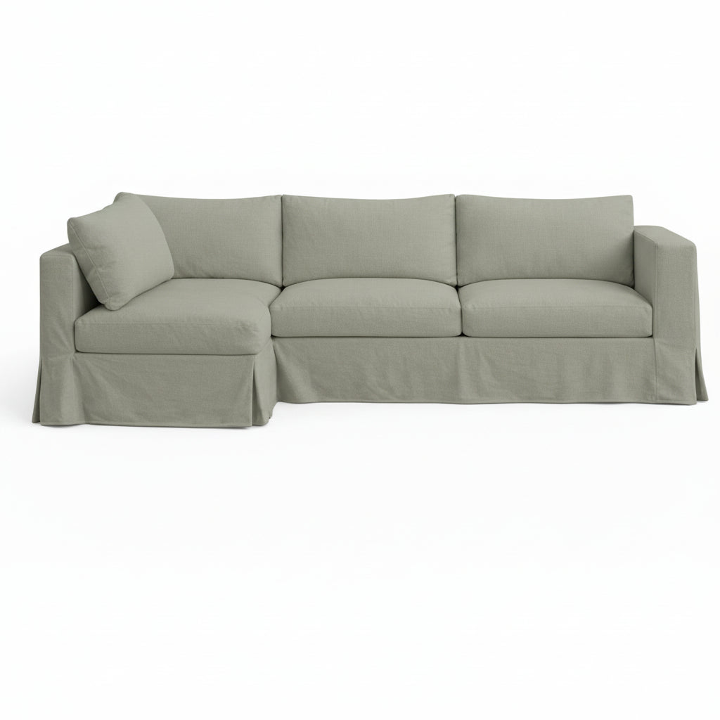 Durable Cool Gray Ripstop Custom Sectional Slipcover