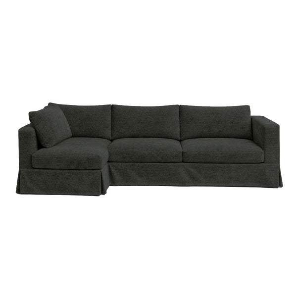 Ultra-soft Charcoal Black Chenille Custom Sectional Sofa Slipcover