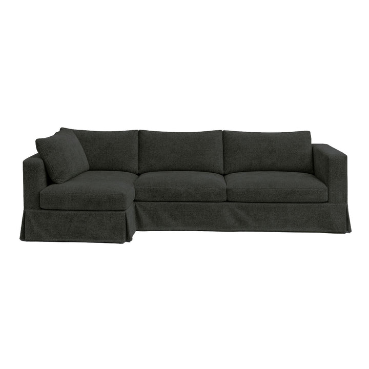 Ultra-soft Charcoal Black Chenille Custom Sectional Slipcover