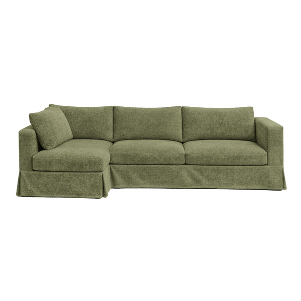 Ultra-soft Olive Green Chenille Custom Sectional Slipcover