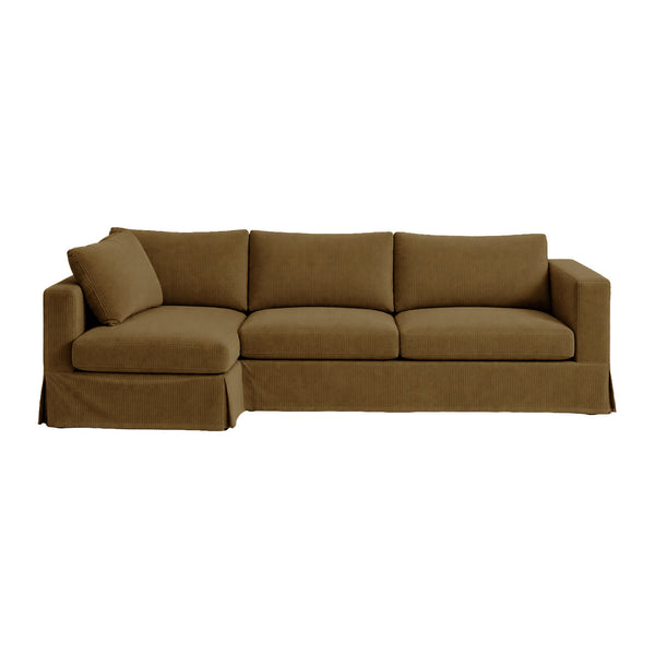 Mocha Brown Performance Twill Custom Sectional Slipcover