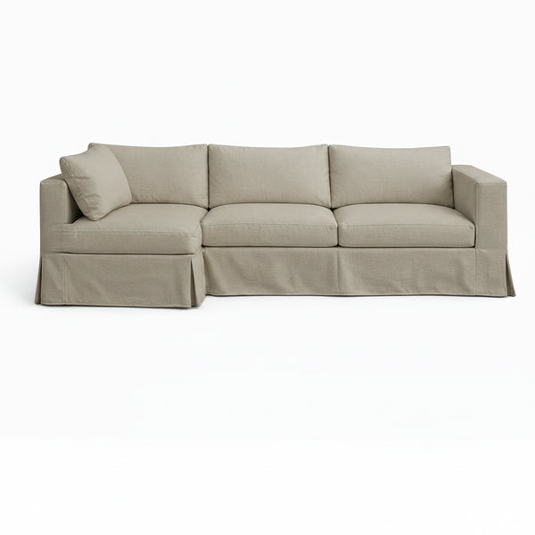 Greige Heavyweight Canvas Custom Sectional Slipcover