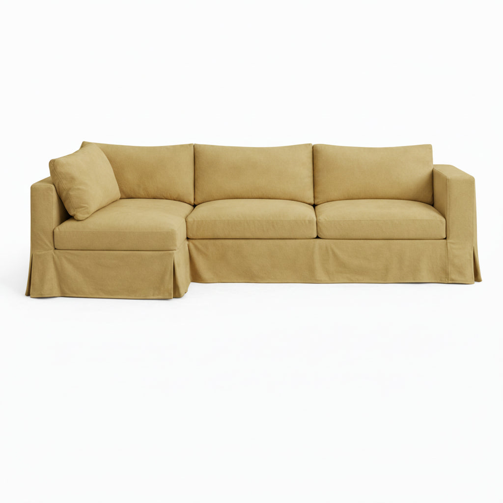 Soft Khaki SuedeTouch Custom Sectional Slipcover
