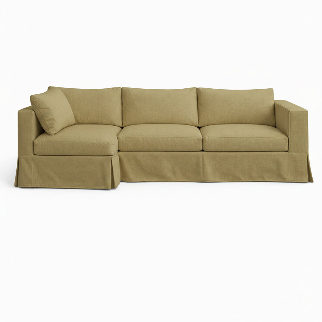 Pistachio Green Twill Custom Sectional Slipcover