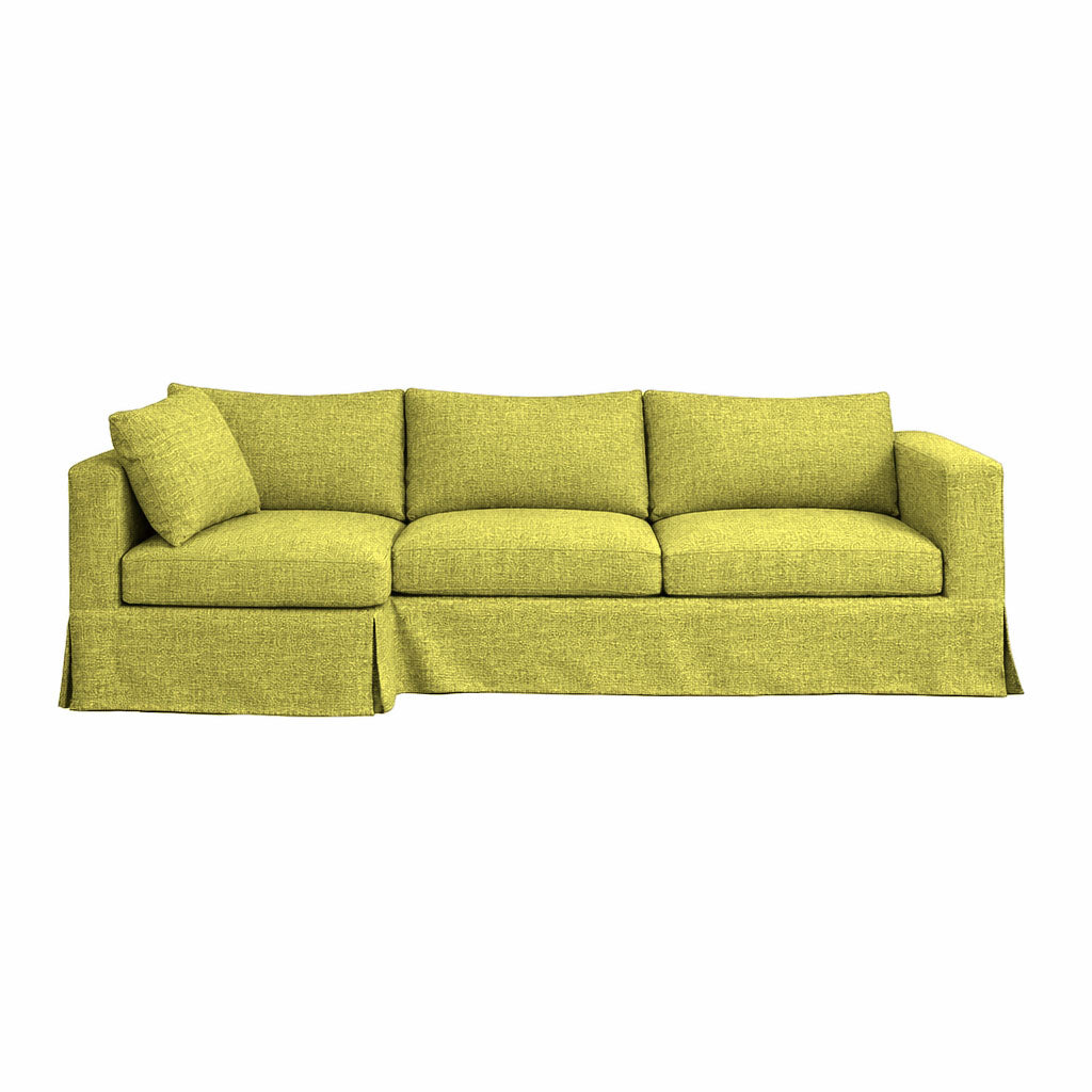 Pistachio Green Linen Custom Sectional Slipcover