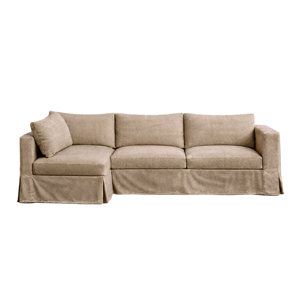 SunReal® Flax Beige Custom Sectional Slipcover