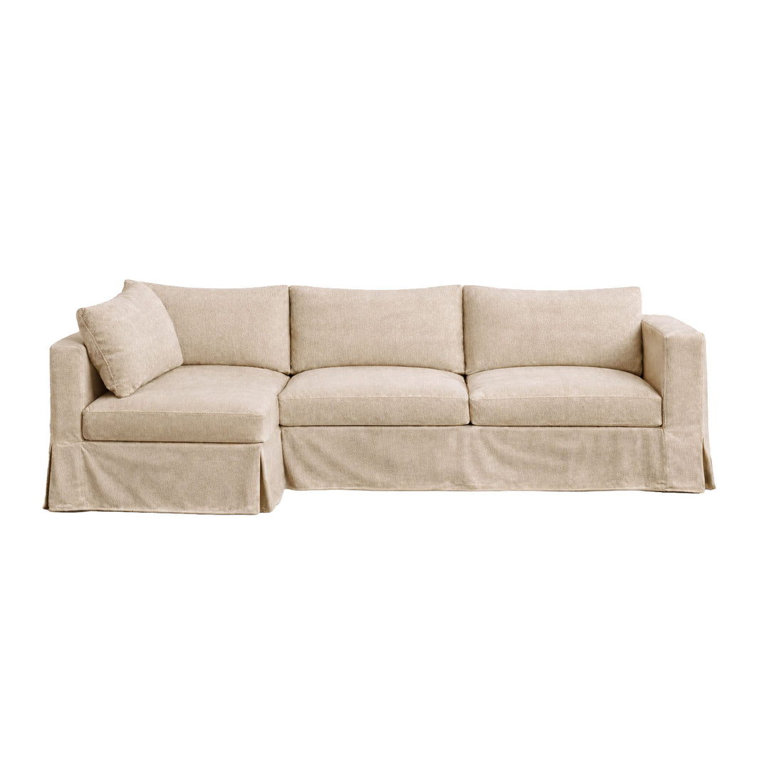 SunReal® Vellum Oat Custom Sectional Slipcover