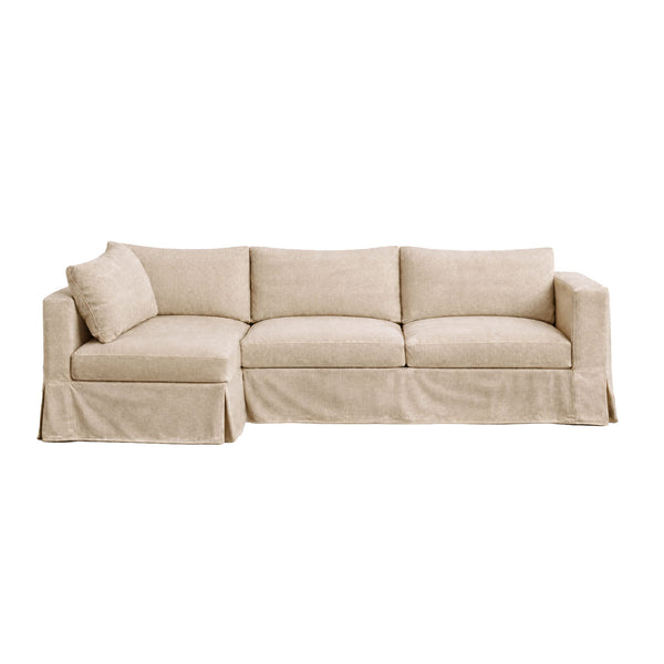 SunReal® Vellum Oat Custom Sectional Slipcover