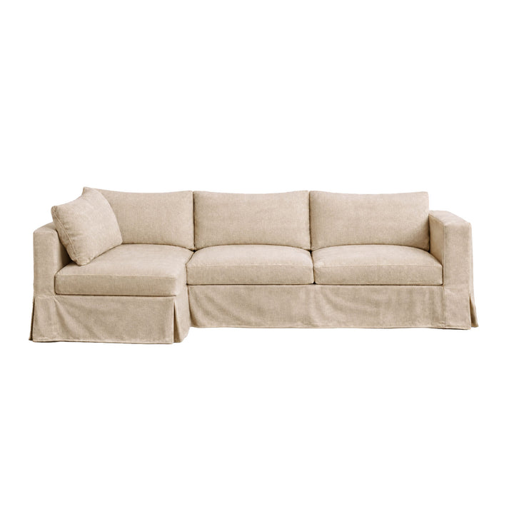 SunReal® Vellum Oat Custom Sectional Slipcover
