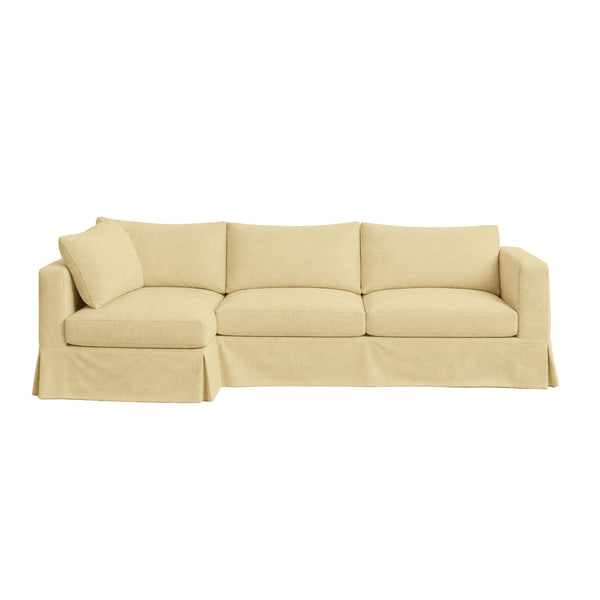 Warm Ivory Herringbone Custom Sectional Slipcover