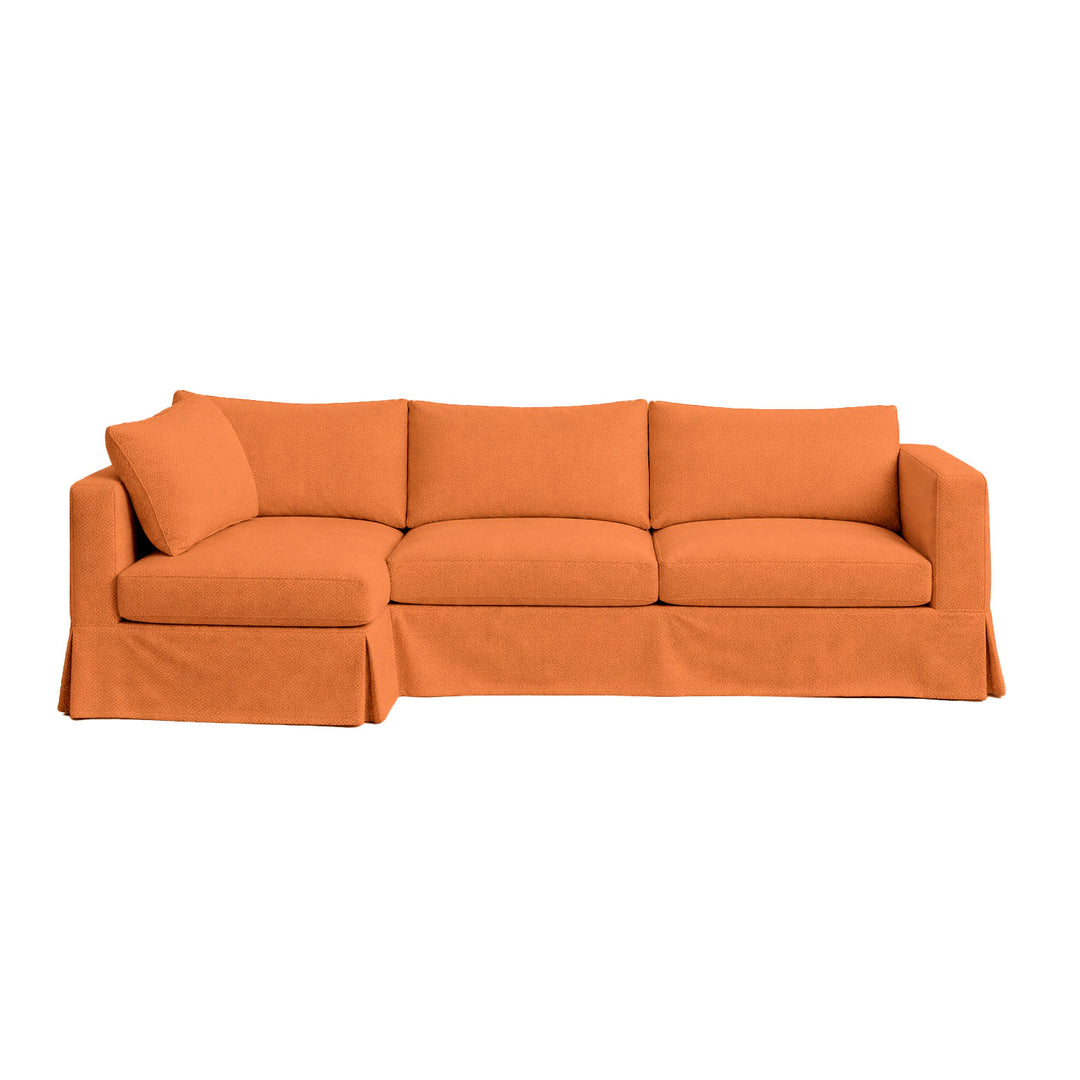 Terracotta Herringbone Weave Custom Sectional Slipcover